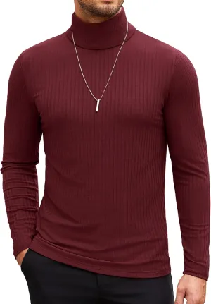COOFANDY Men's Turtleneck Sweater Slim Fit Lightweight Basic Ribbed Sweaters