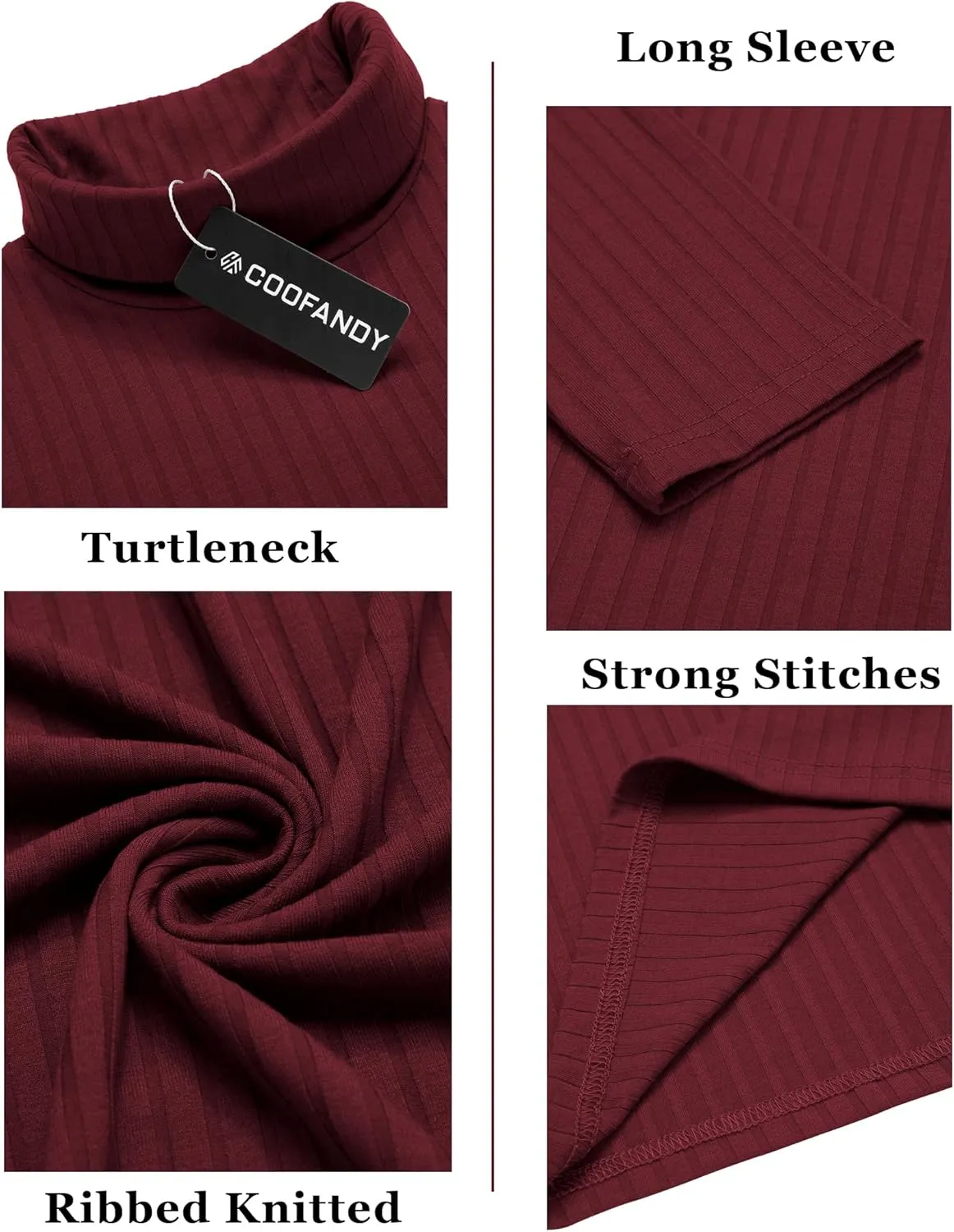 COOFANDY Men's Turtleneck Sweater Slim Fit Lightweight Basic Ribbed Sweaters