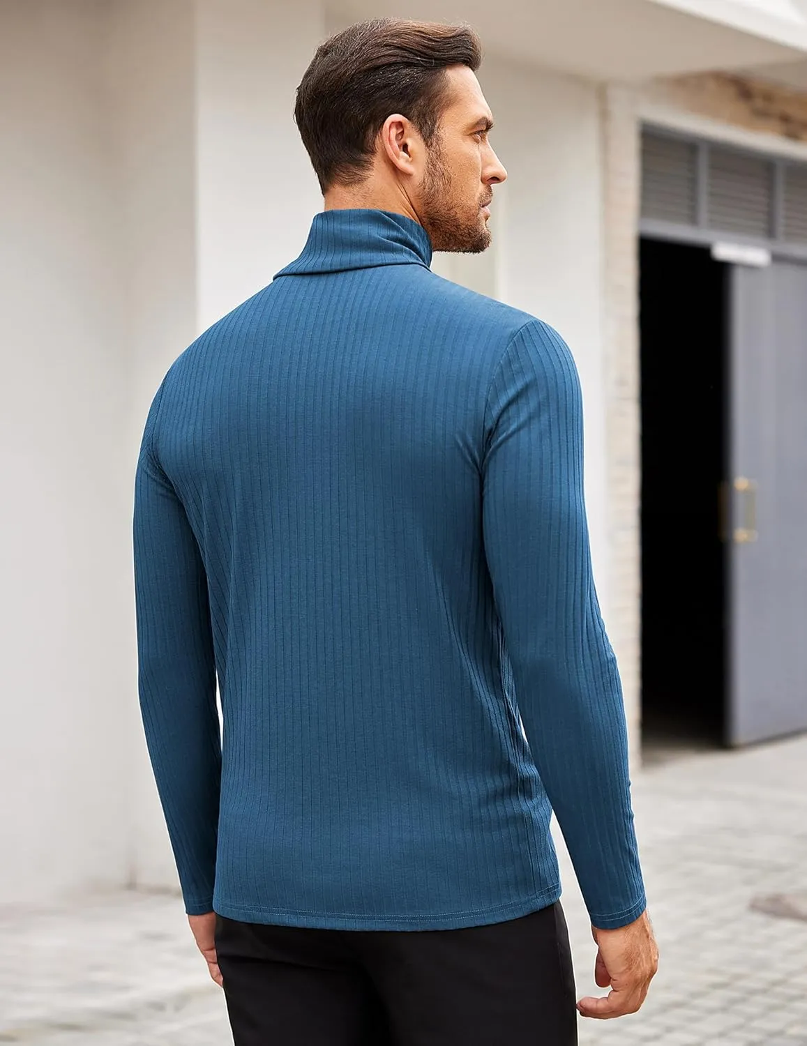 COOFANDY Men's Turtleneck Sweater Slim Fit Lightweight Basic Ribbed Sweaters