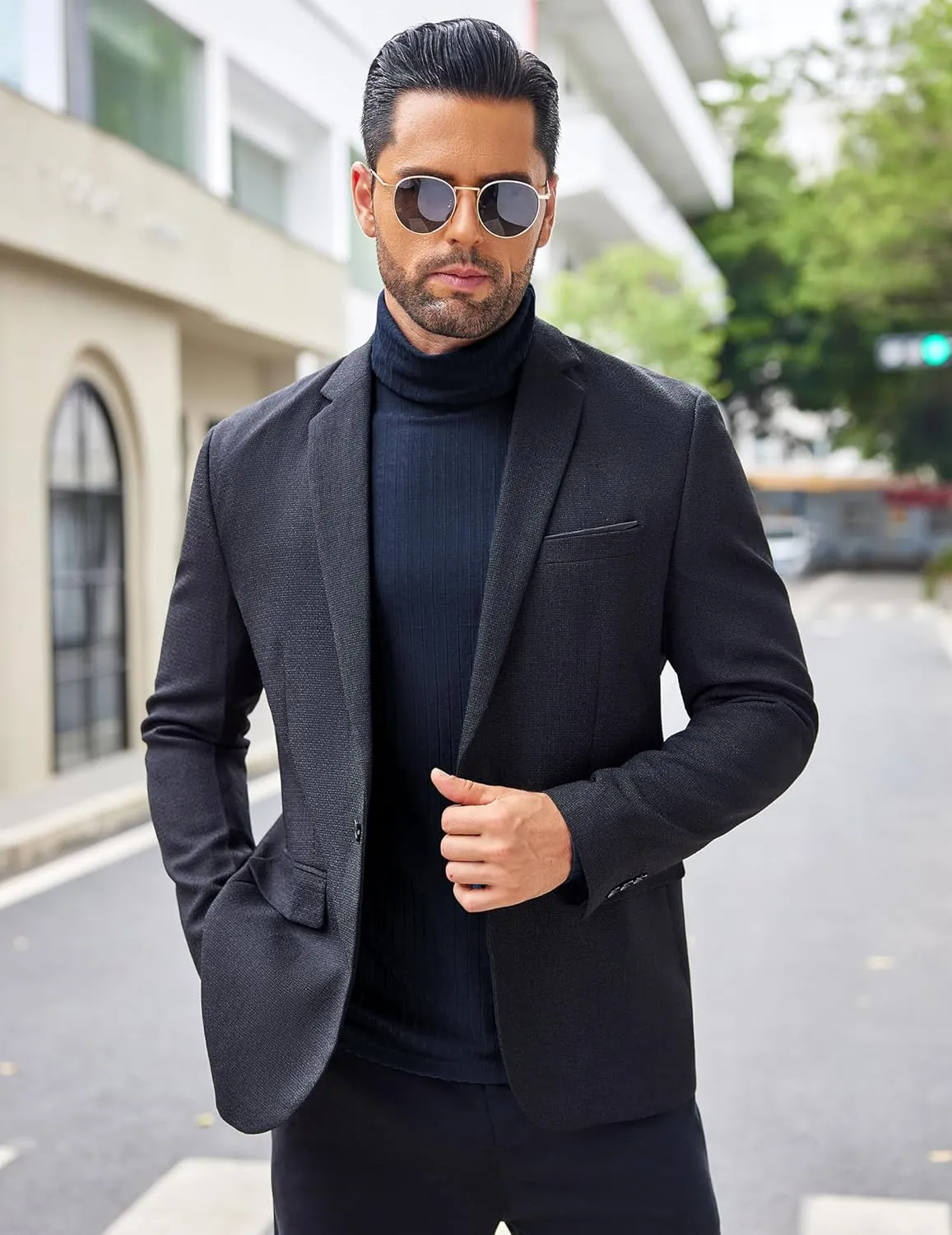 COOFANDY Men's Turtleneck Sweater Slim Fit Lightweight Basic Ribbed Sweaters