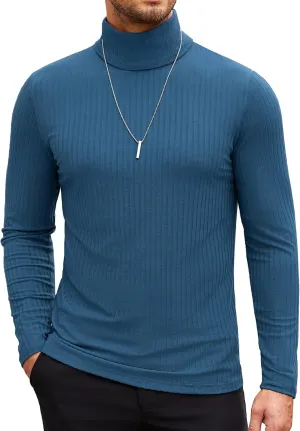 COOFANDY Men's Turtleneck Sweater Slim Fit Lightweight Basic Ribbed Sweaters