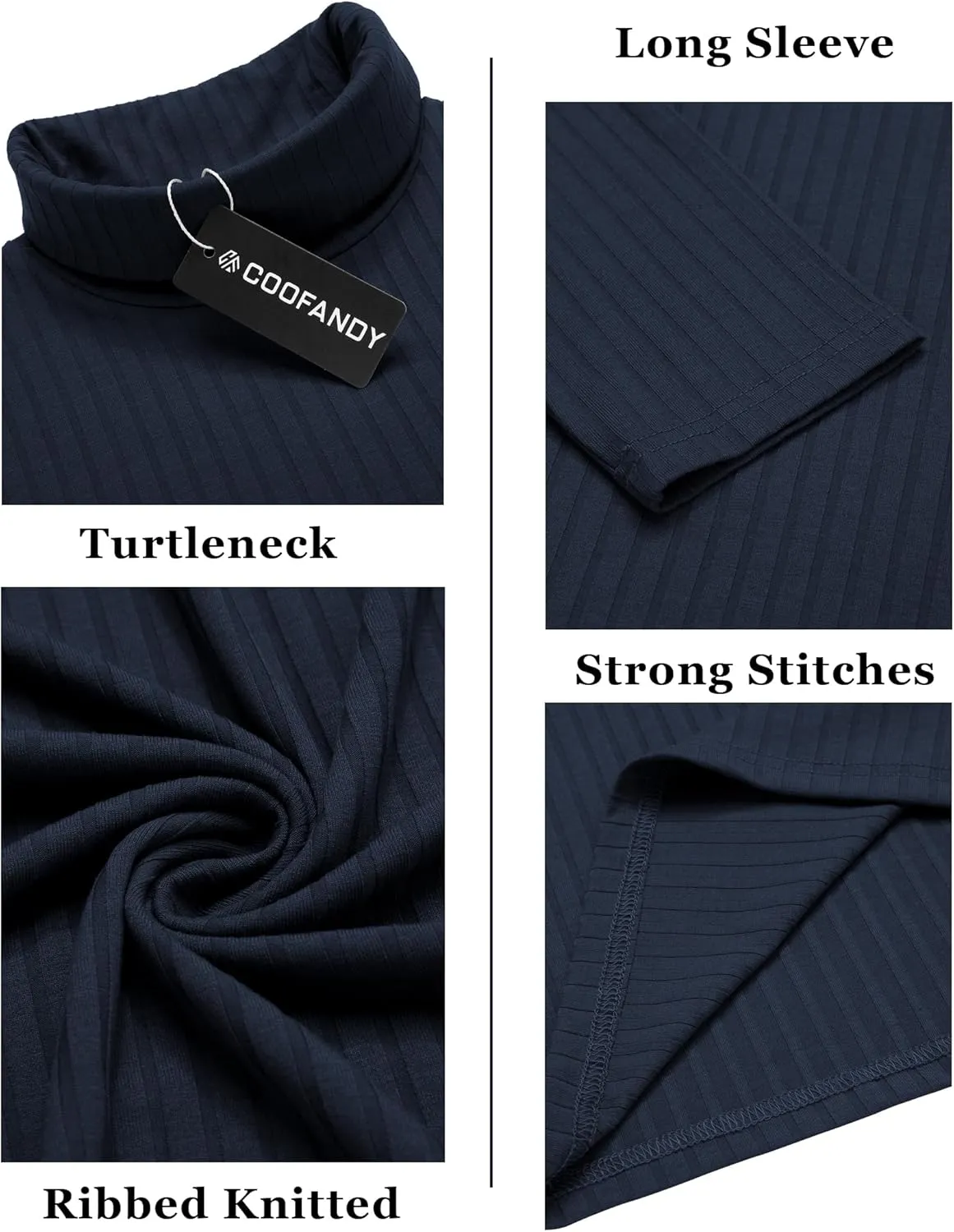 COOFANDY Men's Turtleneck Sweater Slim Fit Lightweight Basic Ribbed Sweaters