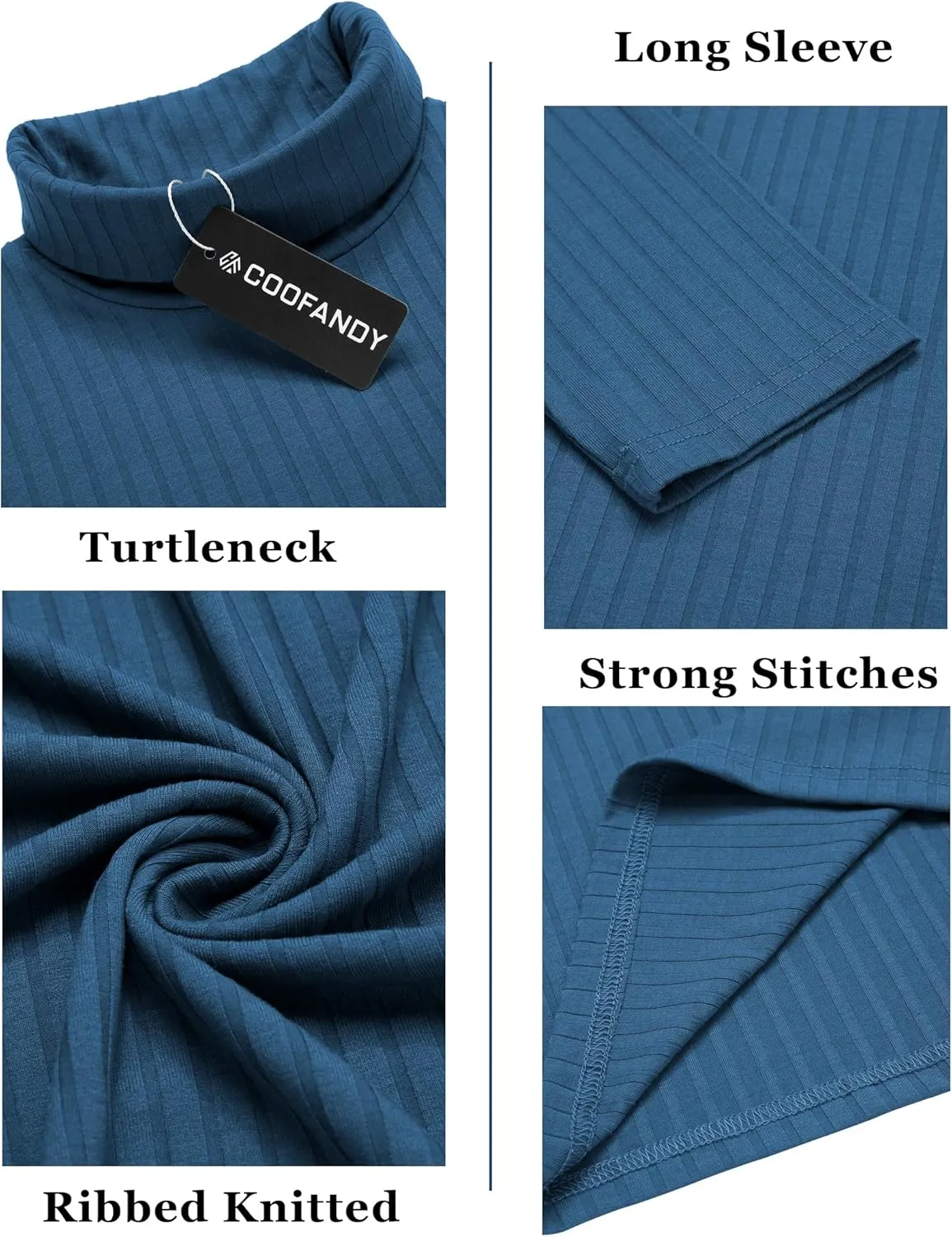 COOFANDY Men's Turtleneck Sweater Slim Fit Lightweight Basic Ribbed Sweaters