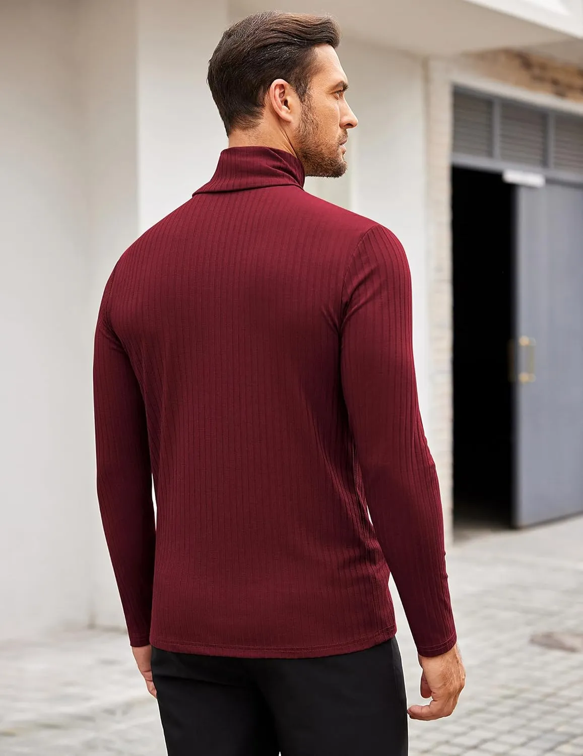 COOFANDY Men's Turtleneck Sweater Slim Fit Lightweight Basic Ribbed Sweaters