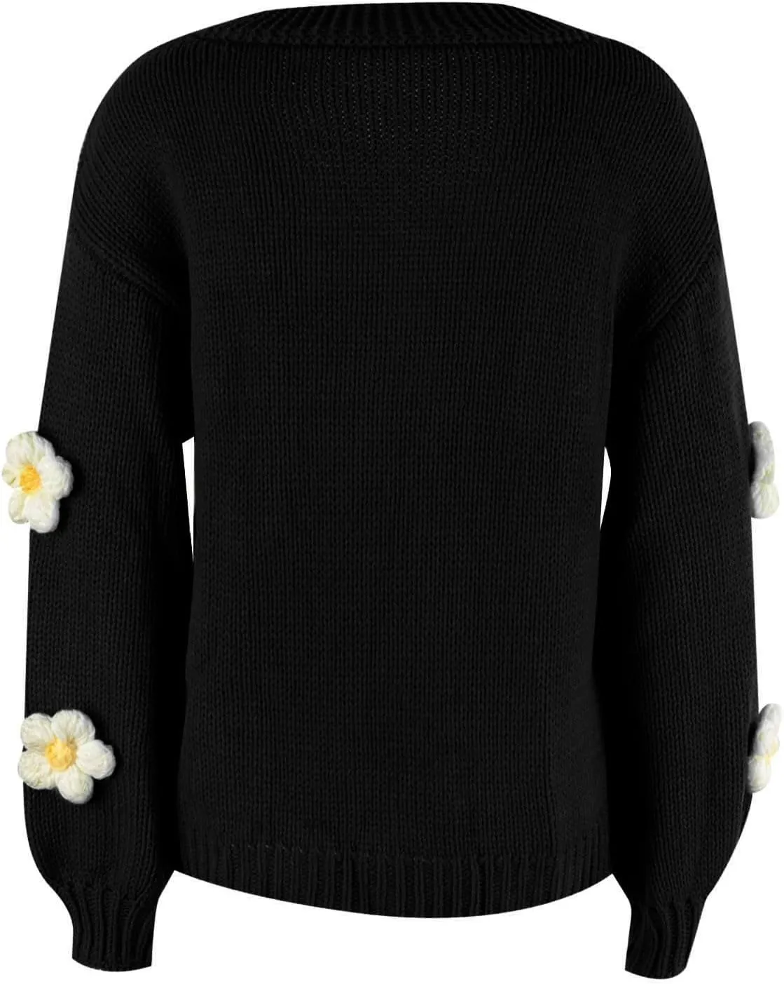 cooki Fall Cardigans for Women Open Front Long Sleeve Lightweight Casual Floral Applique Chunky Knit Cardigan Sweaters