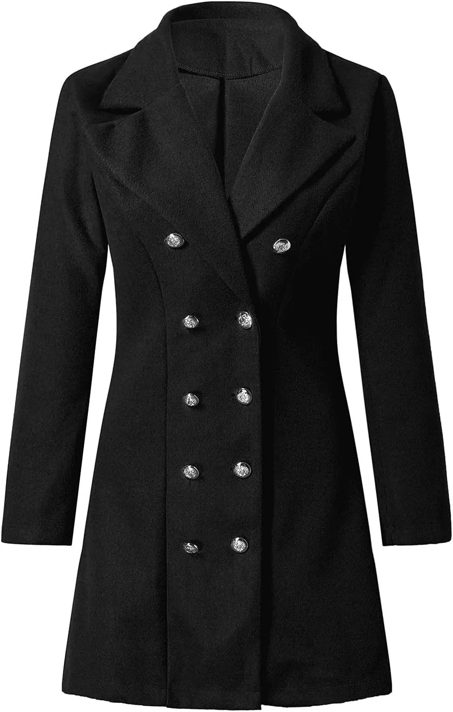 cooki Trench Coat for Women 2023 Women Winter Coats, Women's Long Sleeve Slim Fit Warm Wool Blend Pea Coat Button Overcoat