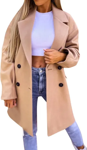 cooki Winter Coats for Women 2023 Trendy Wool Coat Women Double Breasted Trench Coat Women Plus Size Jacket for Women Casual