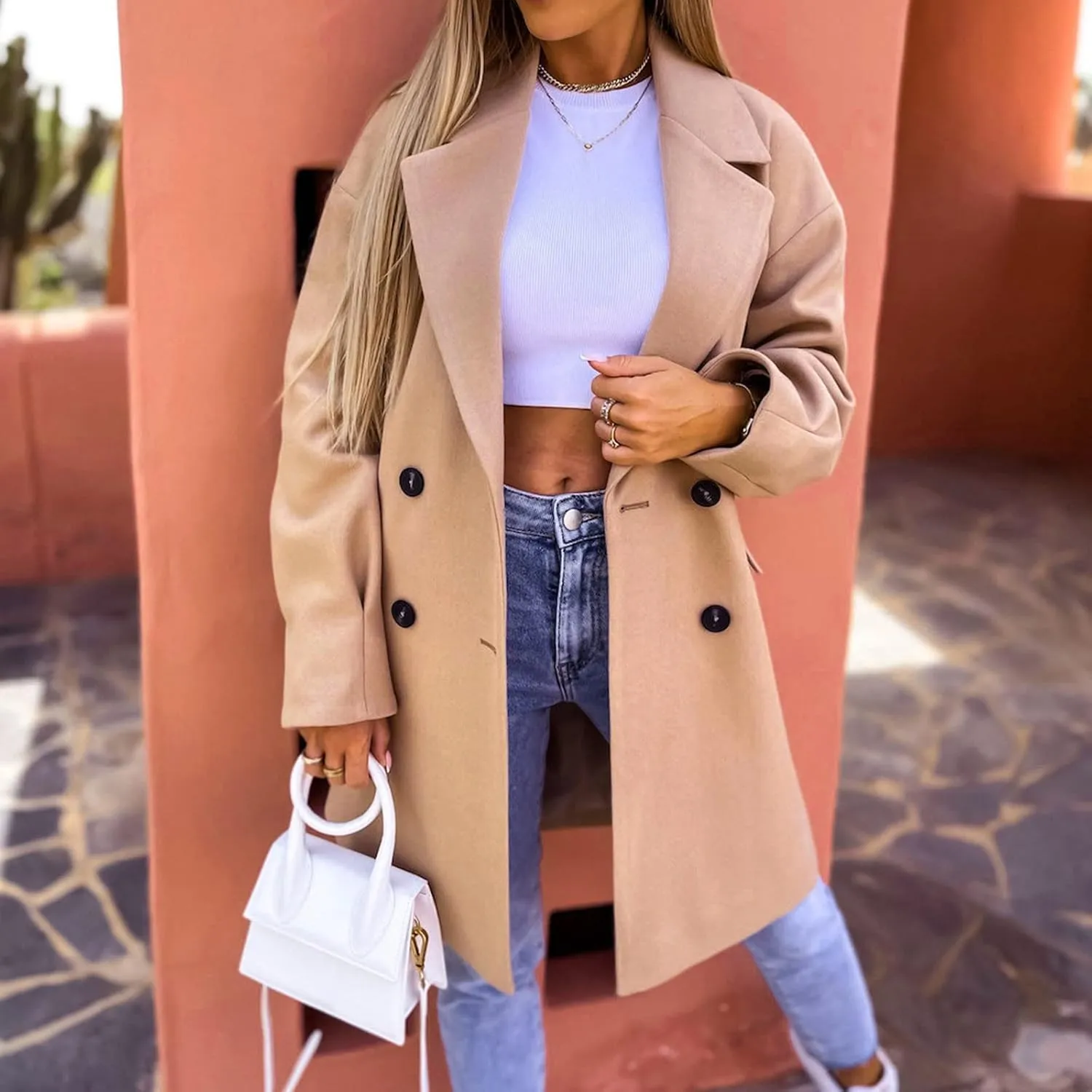 cooki Winter Coats for Women 2023 Trendy Wool Coat Women Double Breasted Trench Coat Women Plus Size Jacket for Women Casual