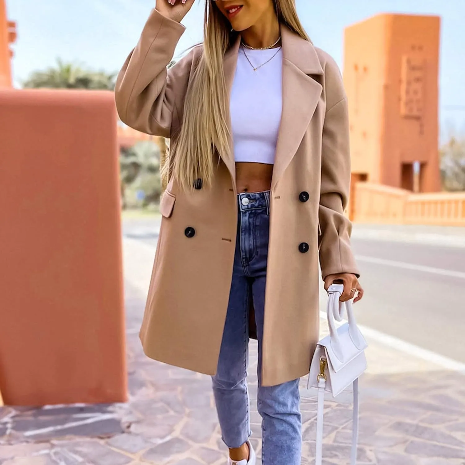 cooki Winter Coats for Women 2023 Trendy Wool Coat Women Double Breasted Trench Coat Women Plus Size Jacket for Women Casual