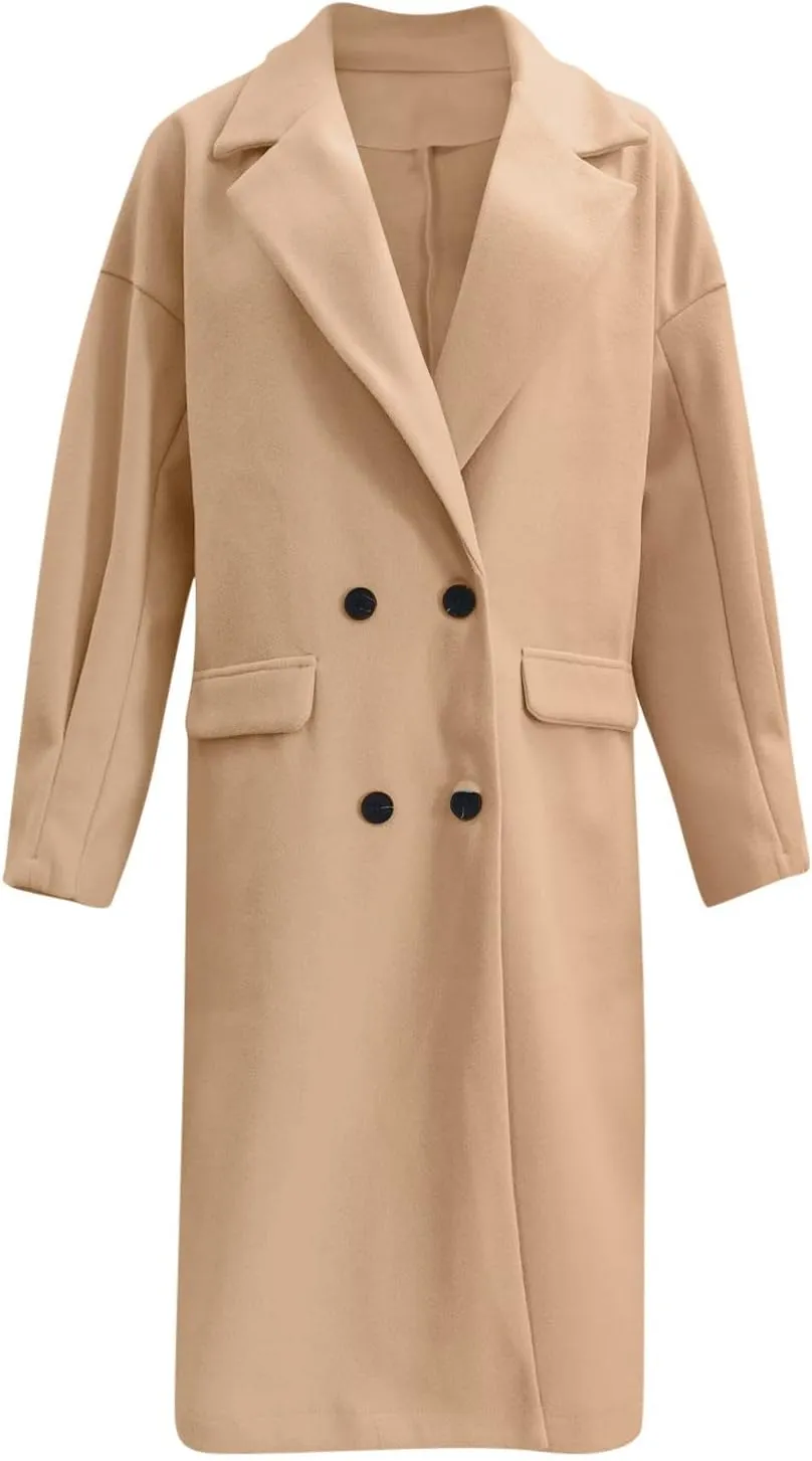 cooki Winter Coats for Women 2023 Trendy Wool Coat Women Double Breasted Trench Coat Women Plus Size Jacket for Women Casual