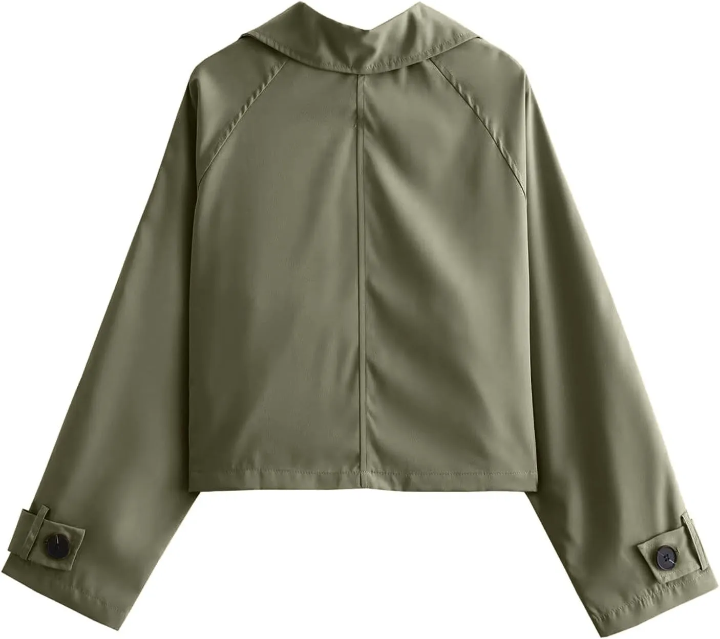 cooki Winter Coats for Women Double Breasted Cropped Trench Jacket Coat Vintage Long Sleeve Front Pockets Female Outerwear