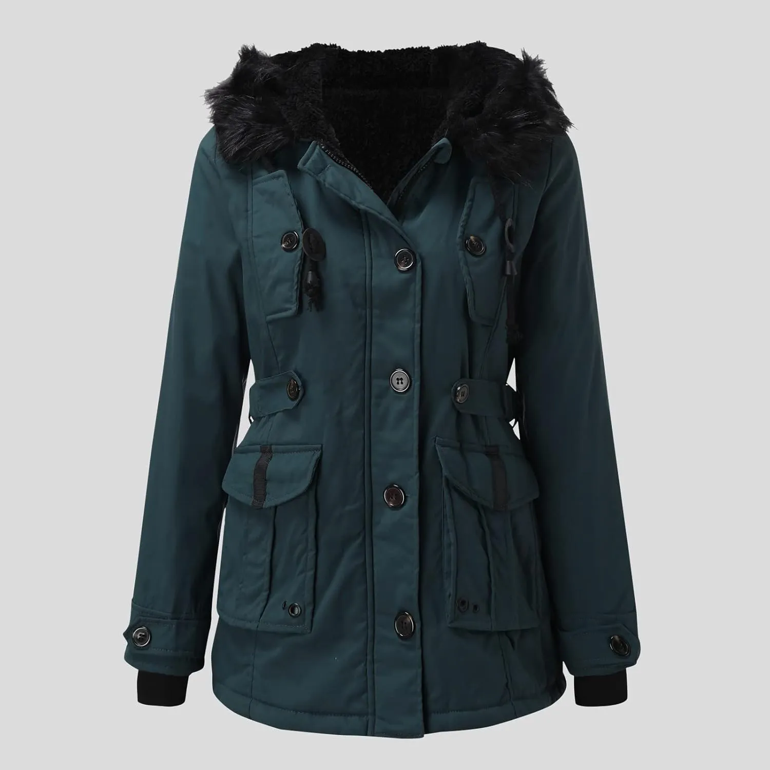 cooki Women's Winter Coat Hooded Parka Coat Warm Fleece Lined Winter Coats With Pockets Thicken Quilted Puffer Down Jacket