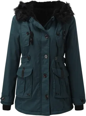 cooki Women's Winter Coat Hooded Parka Coat Warm Fleece Lined Winter Coats With Pockets Thicken Quilted Puffer Down Jacket