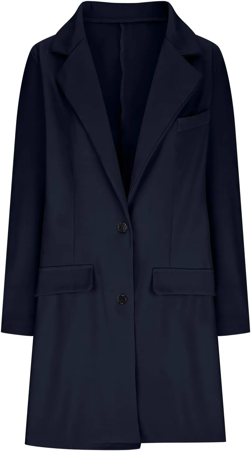 cooki Women's Winter Trench Coats Fashion, Basic Breasted Lapel Slim Long Sleeve Fall Warm Mid-Long Jacket Pea Coat Overwear