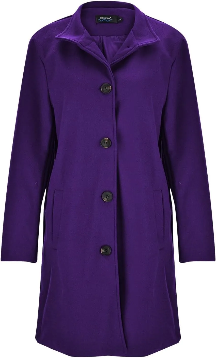 cooki Wool Coats for Women Long Women's Wool Coat Winter Womens Fuzzy Cardigan Jackets Trench Coats Lapel Button Down Peacoat