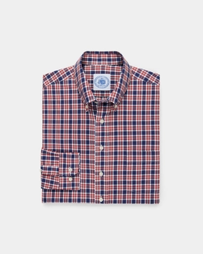 BBQ Party Sporty Look Red & Blue Plaid Cotton Flannel Button Down Sport Shirt - Classic Fit