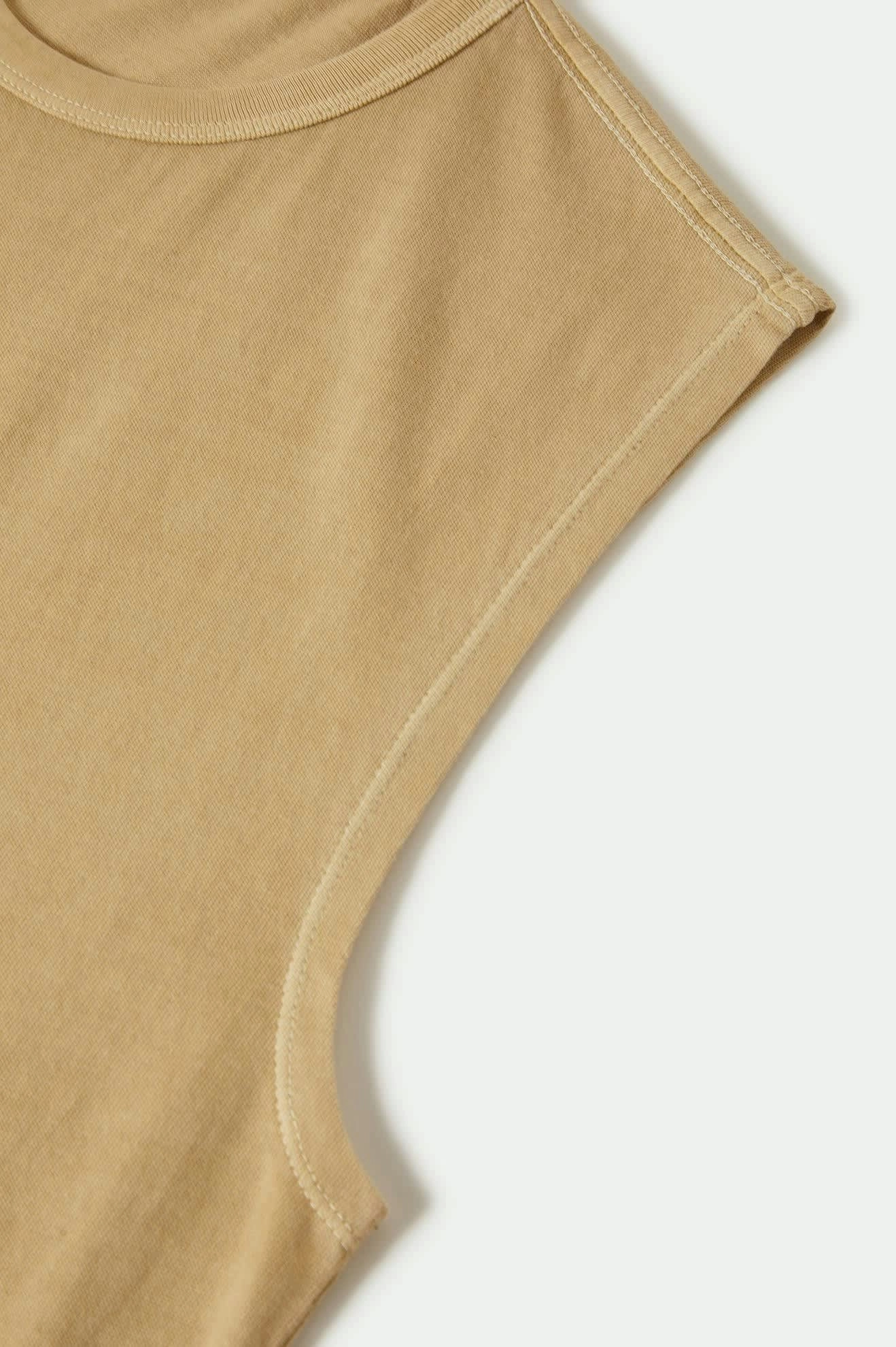 Laser Cut Edges Carefree Organic Garment Dyed Muscle Tank - Pale Khaki