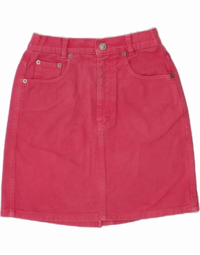 BENETTON Girls Denim Skirt 11-12 Years W24  Pink Cotton Breathable wear
