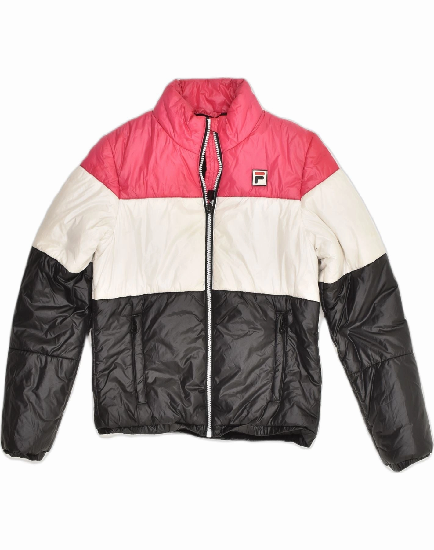 Layer Focus Fitted FILA Boys Padded Jacket 11-12 Years Multicoloured Colourblock