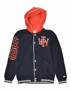 ELLESSE Boys Graphic Hooded Varsity Jacket 11-12 Years Navy Blue Assignment Puncture Resistant Material