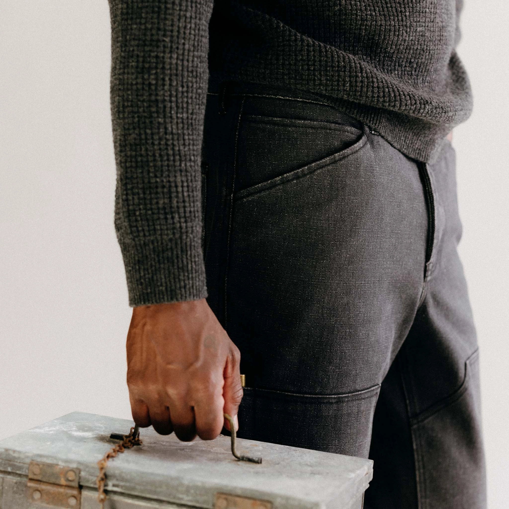 The Chore Pant in Coal Chipped Canvas AntiSlipWaistband Quick Adjust Fit
