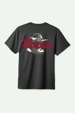 Street Casual Look Contrast Inner Binding Coors Wayne S/S Standard T-Shirt - Black