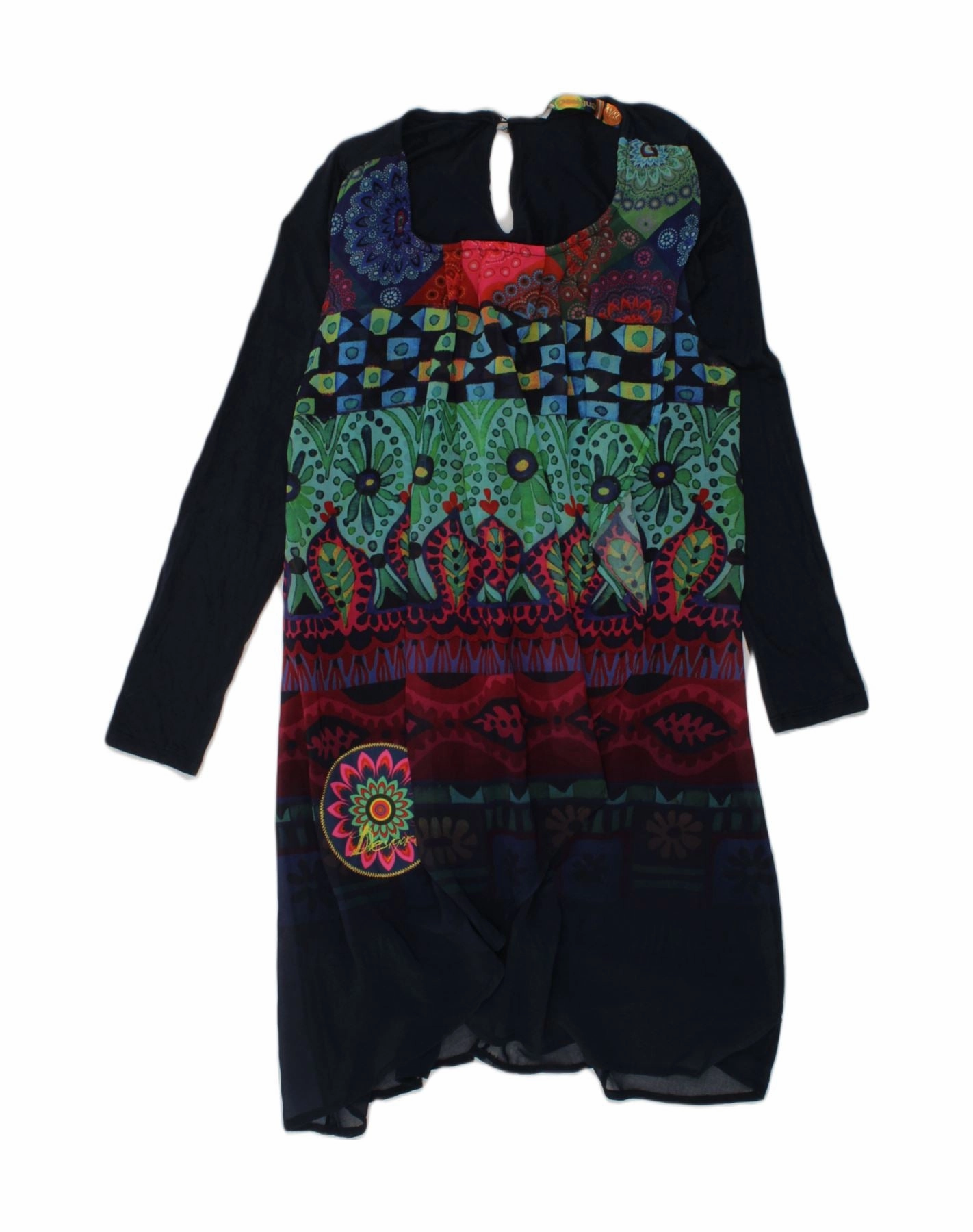 Lounge Texture DESIGUAL Girls Crazy Pattern Shift Dress 11-12 Years Navy Blue Geometric