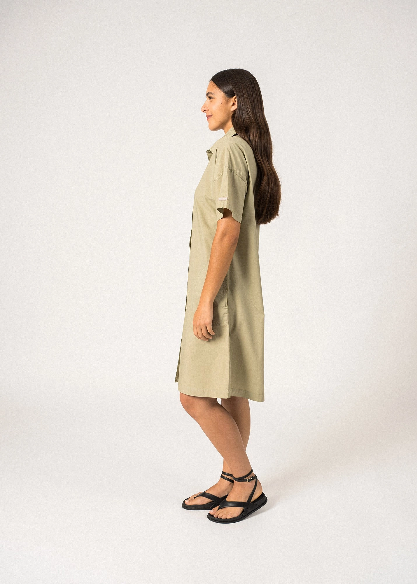 CORALIE - Oversized Shirt Dress with ? Sleeve | lightweight Cotton | 100% Cotton (SOFT ALMOND) Timeless Piece Neat Mood