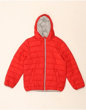 Active Use BENETTON Boys Hooded Padded Jacket 10-11 Years XL Red Polyamide