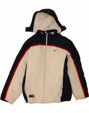 NIKE Boys Hooded Windbreaker Jacket 13-14 Years XL White Colourblock Risk