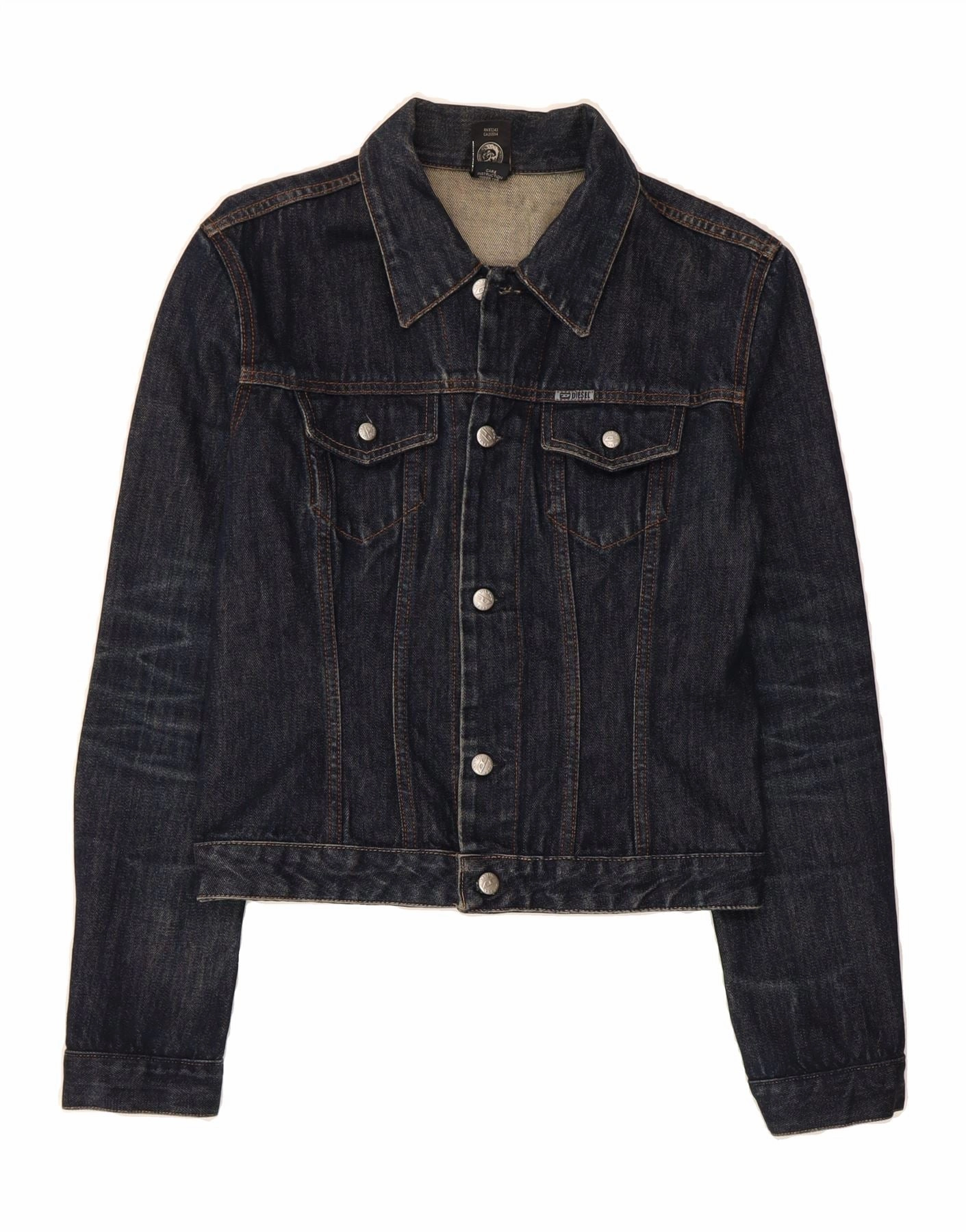 DIESEL Boys Denim Jacket 12-13 Years XL Navy Blue Cotton Light Reflective Trims