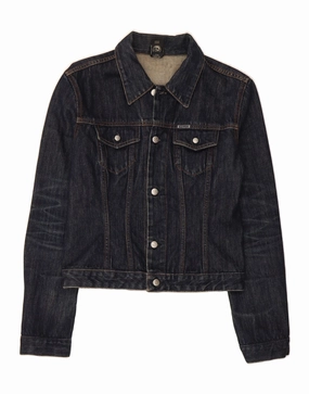 DIESEL Boys Denim Jacket 12-13 Years XL Navy Blue Cotton Light Reflective Trims