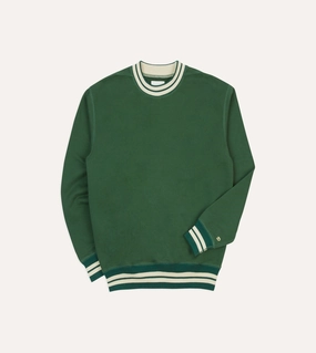 Fashionable Design Sporty Jacket Green Striped Rib Cotton Jersey Sweatshirt