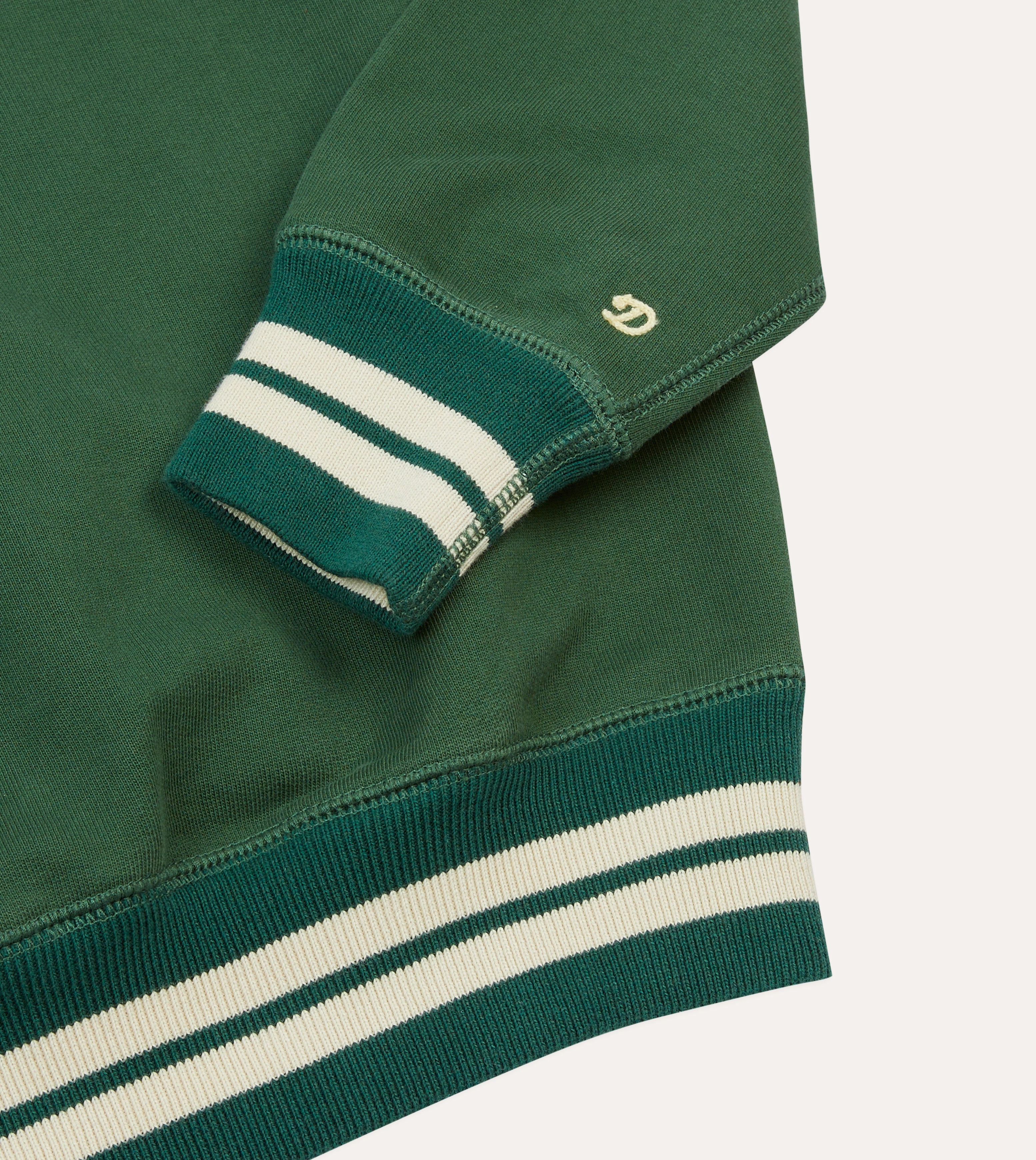 Green Striped Rib Cotton Jersey Sweatshirt Comfort Layer Modern Look