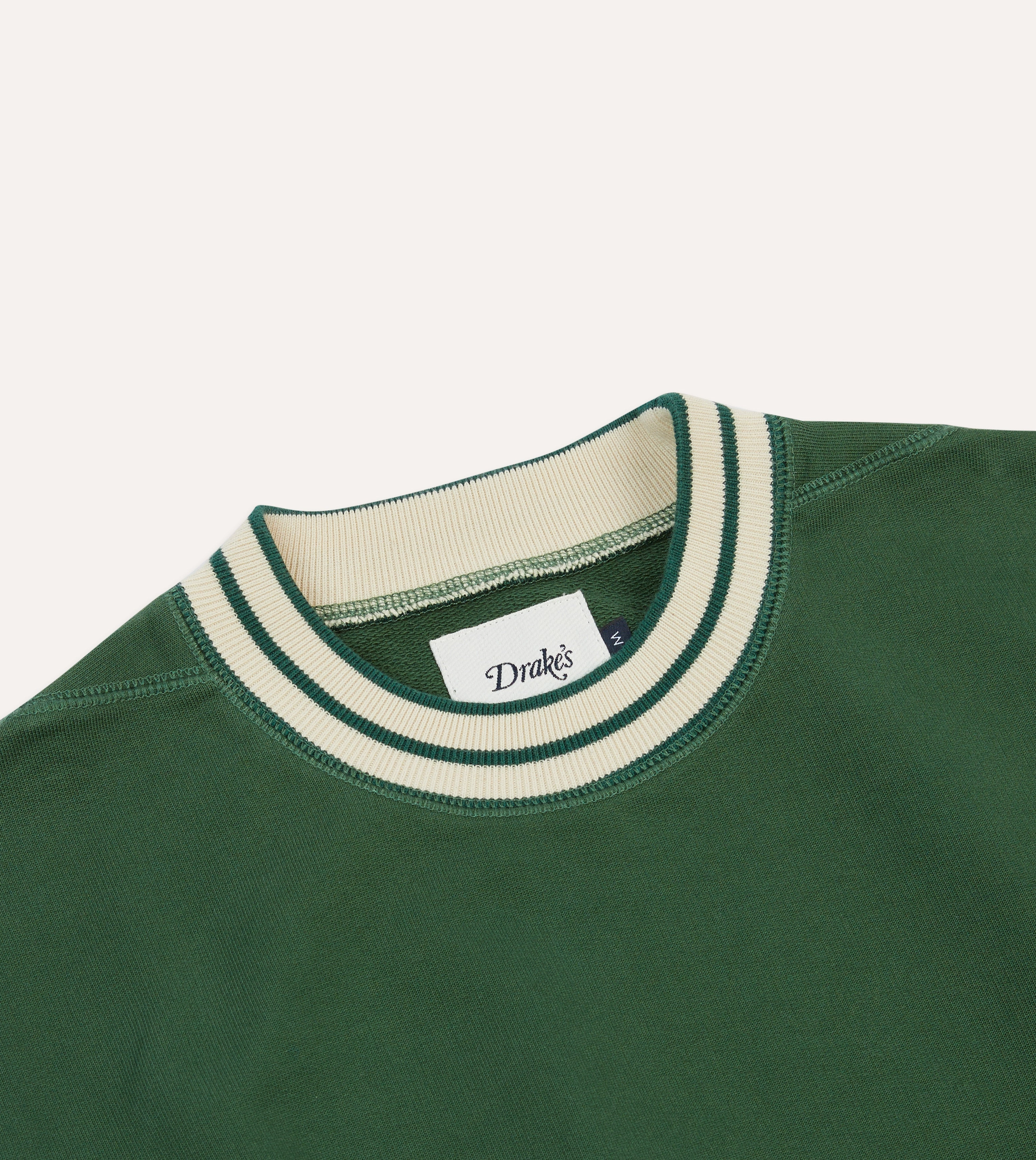 Green Striped Rib Cotton Jersey Sweatshirt Outdoor Chic Eco-friendly