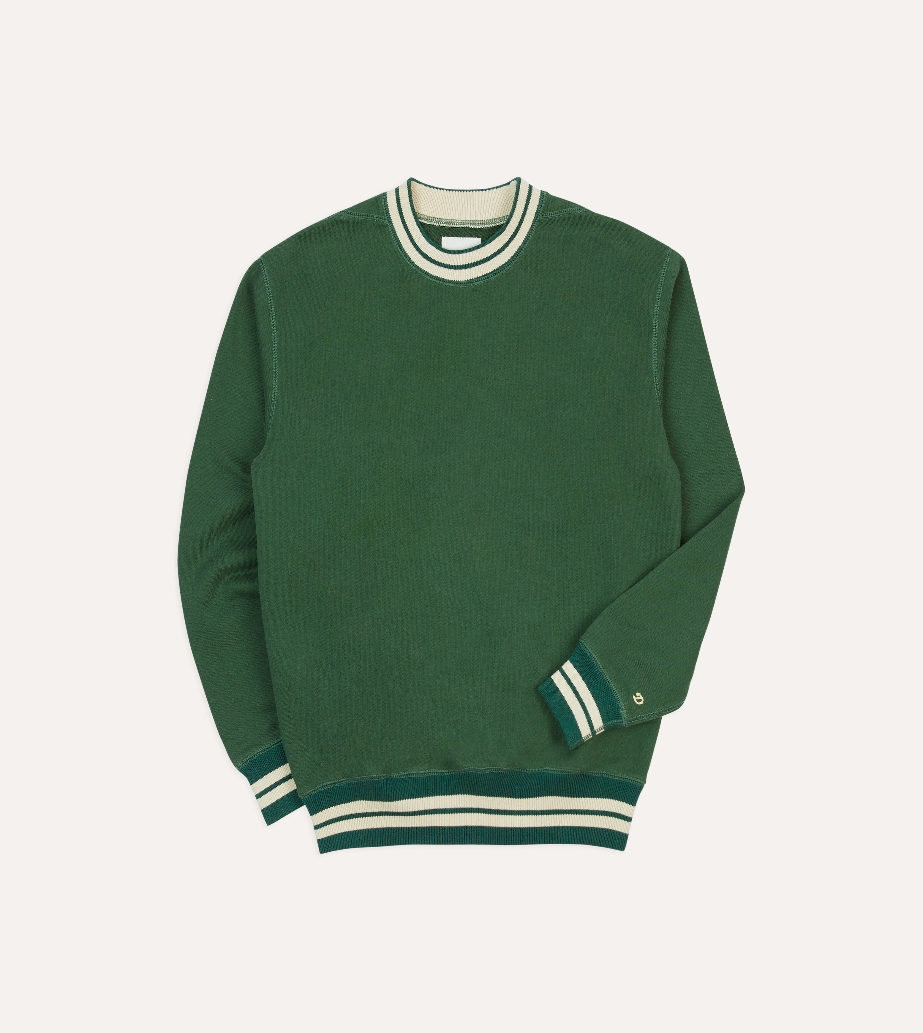 Fashionable Design Sporty Jacket Green Striped Rib Cotton Jersey Sweatshirt