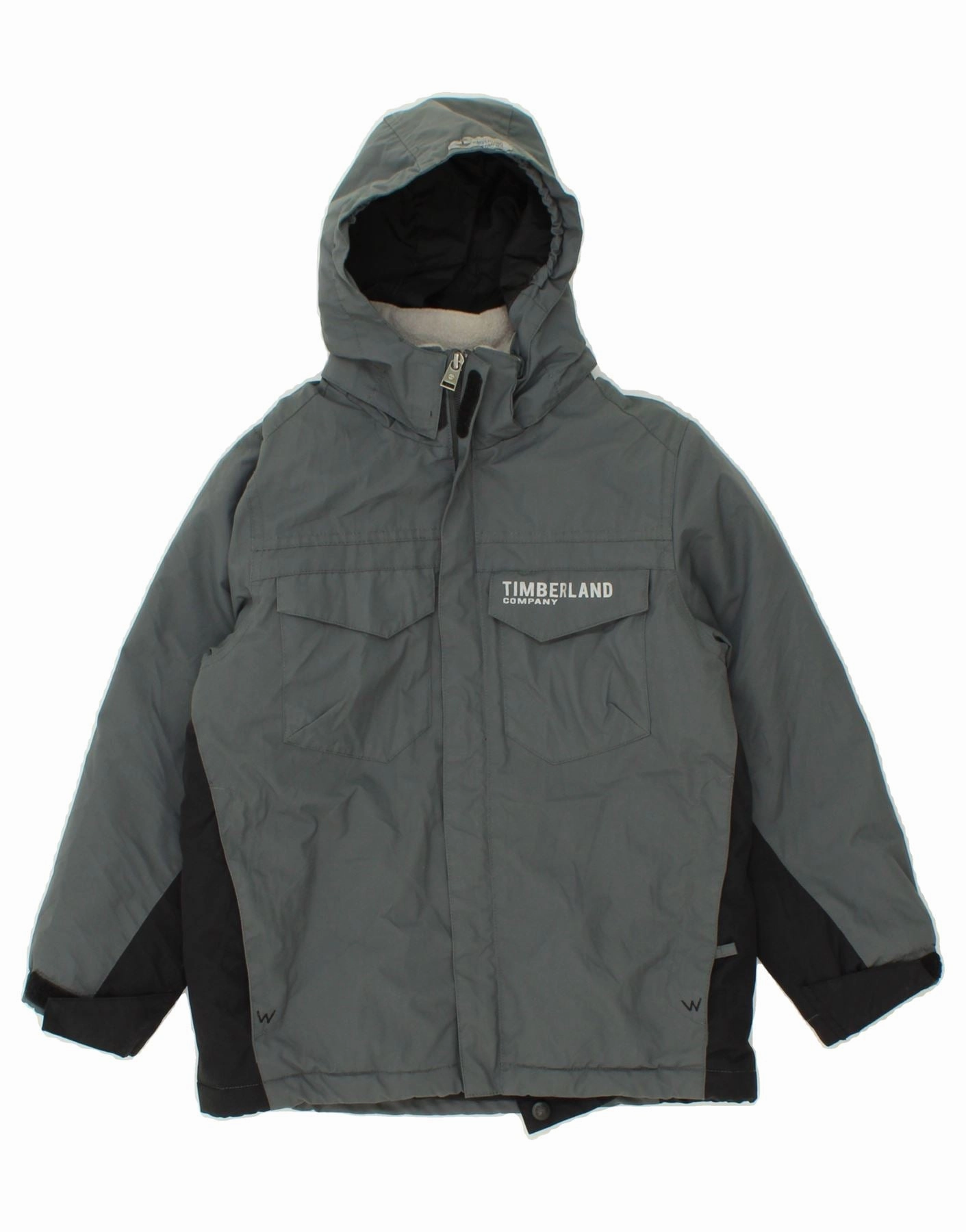 TIMBERLAND Boys Hooded Windbreaker Jacket 7-8 Years Blue Colourblock Prize Smell