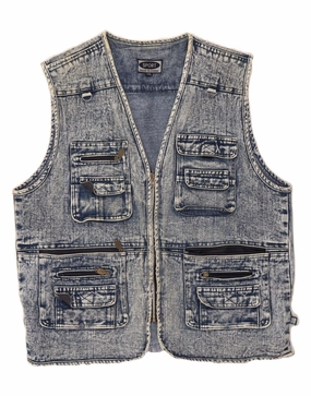 photographers VINTAGE Boys Denim Gilet 11-12 Years 3XL Blue Cotton