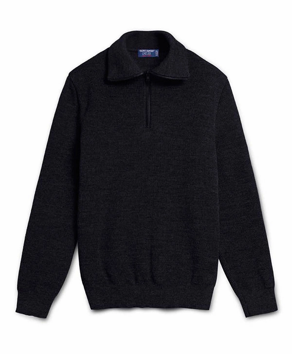 COTENTIN III - Quarter Zip Trucker Sweater (BLACK) Anti Snag Threadwork