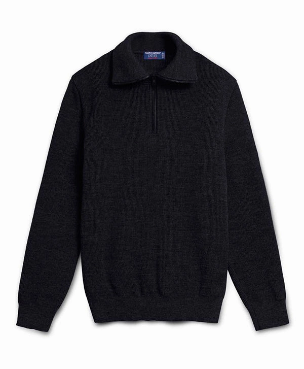 Cold Weather Eco Conscious Manufacturing COTENTIN III - Quarter Zip Trucker Sweater (BLACK)
