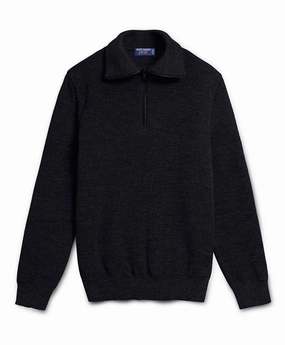 Cold Weather Eco Conscious Manufacturing COTENTIN III - Quarter Zip Trucker Sweater (BLACK)