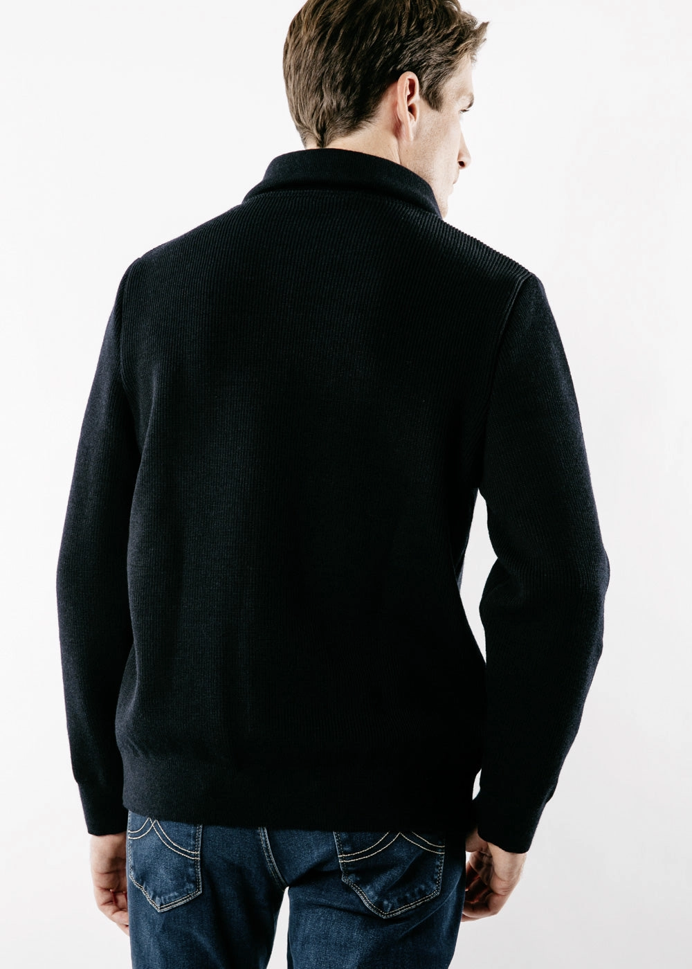 COTENTIN III - Quarter Zip Trucker Sweater (NAVY) Lightweight Knit