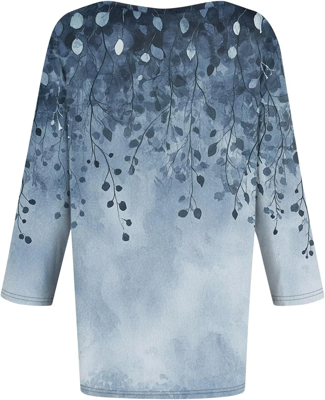 Cotton 3/4 Length Sleeve Shirts for Women Flower Cool Ladies Vneck Blouses Loose Casual Womens Tops