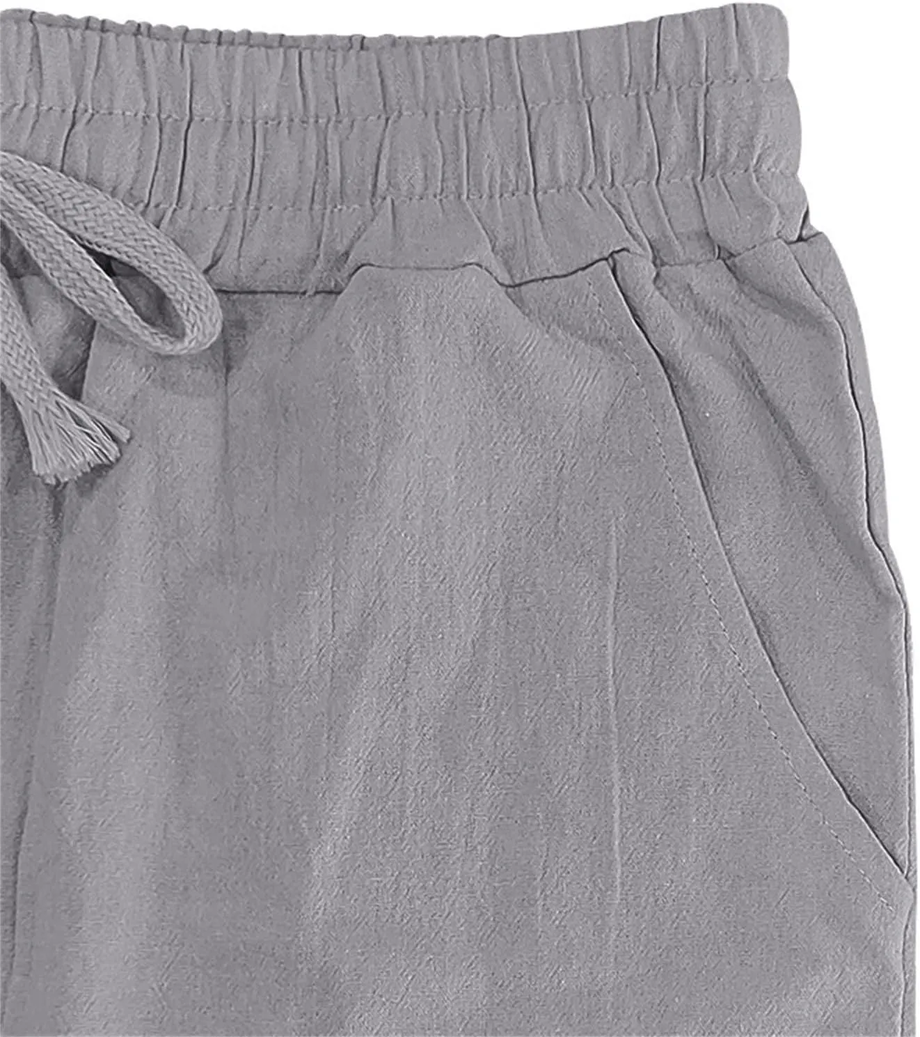 Cotton Linen Cargo Pants for Men America Flag Print Summer Casual Elastic Waist Pant with Pockets Boho Beach Trousers