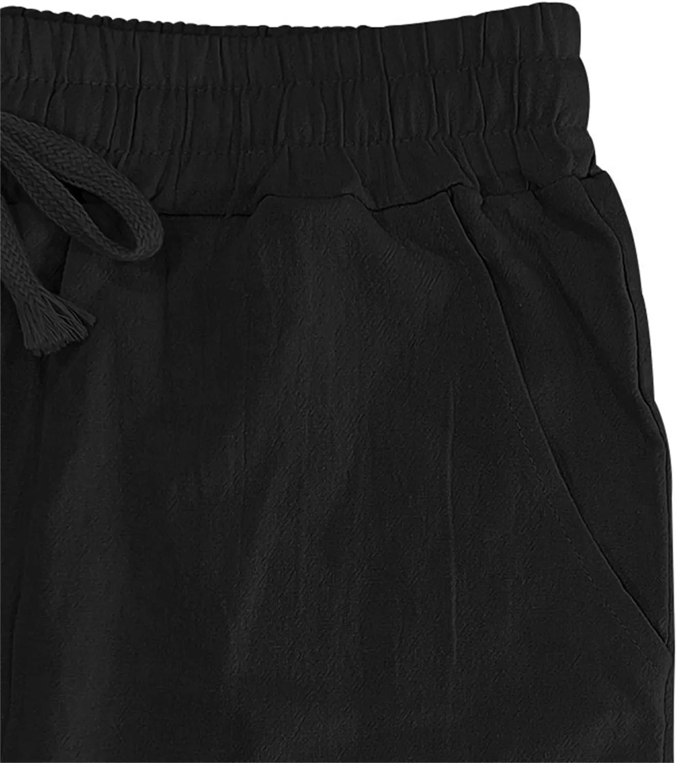 Cotton Linen Cargo Pants for Men Summer Casual Elastic Waist Pant with Pockets Relaxed Fit Beach Yoga Travel Lounge