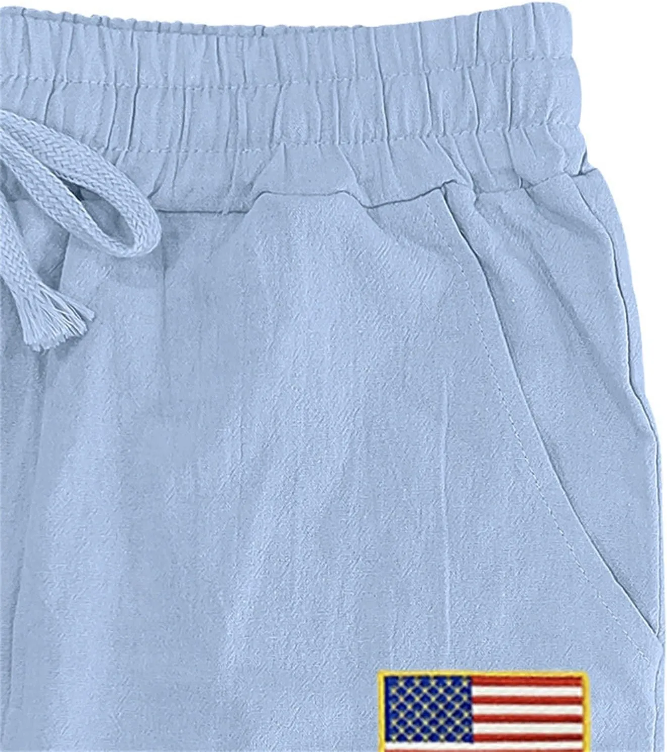 Cotton Linen Cargo Pants for Men Summer Casual Elastic Waist Pant with Pockets Relaxed Fit Beach Yoga Travel Lounge