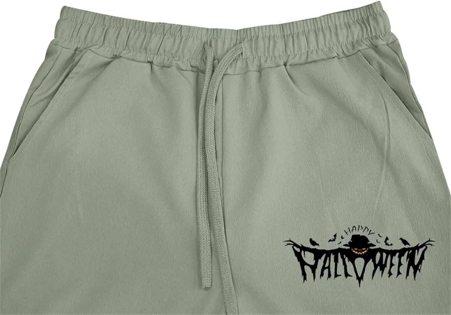 Cotton Linen Casual Pants for Men Funny Ghost Graphic Halloween Trousers Elasitc Waist Drawstring Loose Linen Trouser