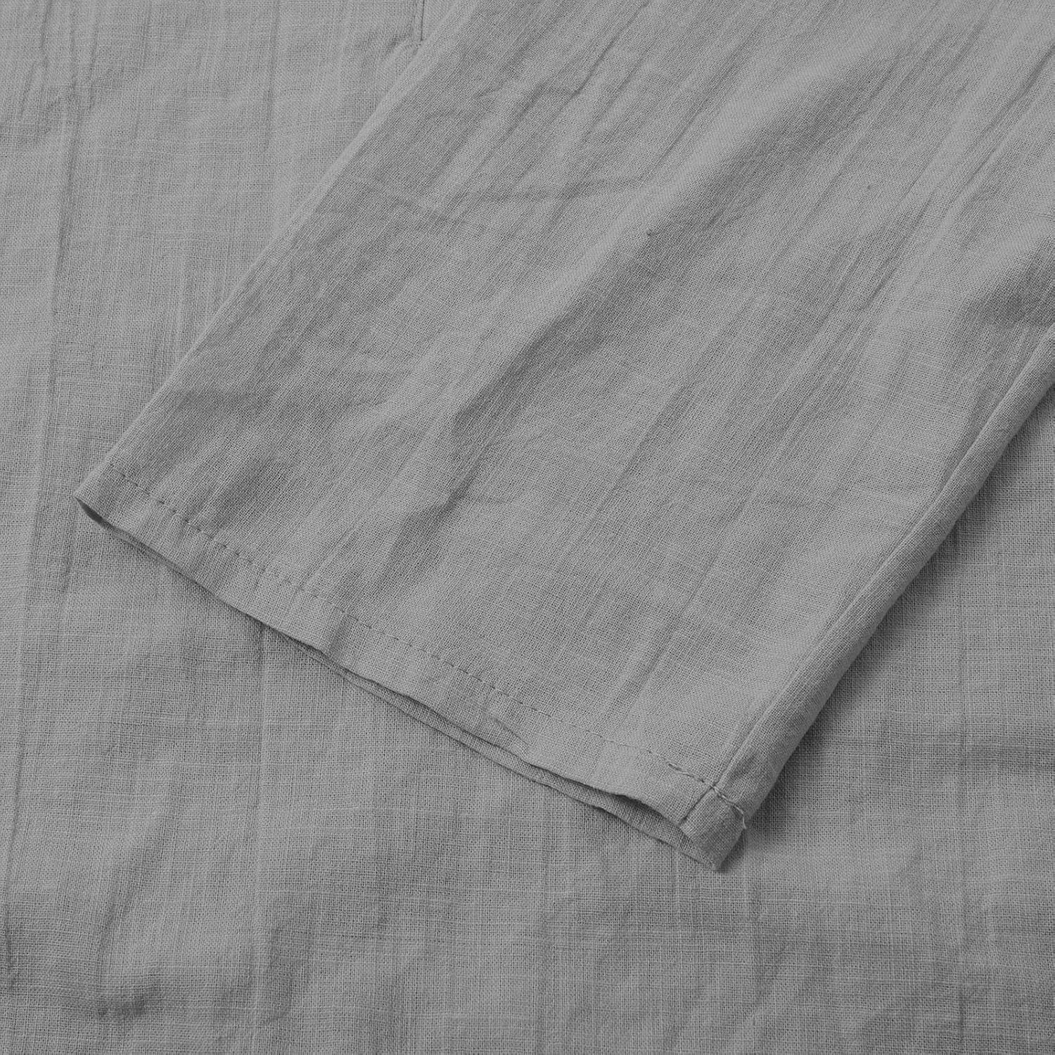 Cotton Linen Tops for Women Loose Fit V Neck Button Down Henley Shirts Summer Short Sleeve Blouse Beach Tee Shirt