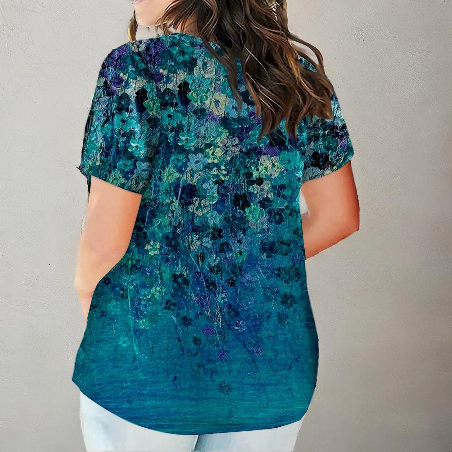 Cotton T Shirts for Women Loose Fit Short Sleeve Vneck T Shirts Loose Fit Summer Graphic Tees Vintage Tie Dye Hiking