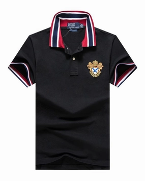 Printed uniqueness Sporty Appeal Male Polo Ralph Lauren Black T shirt Stripe Collar